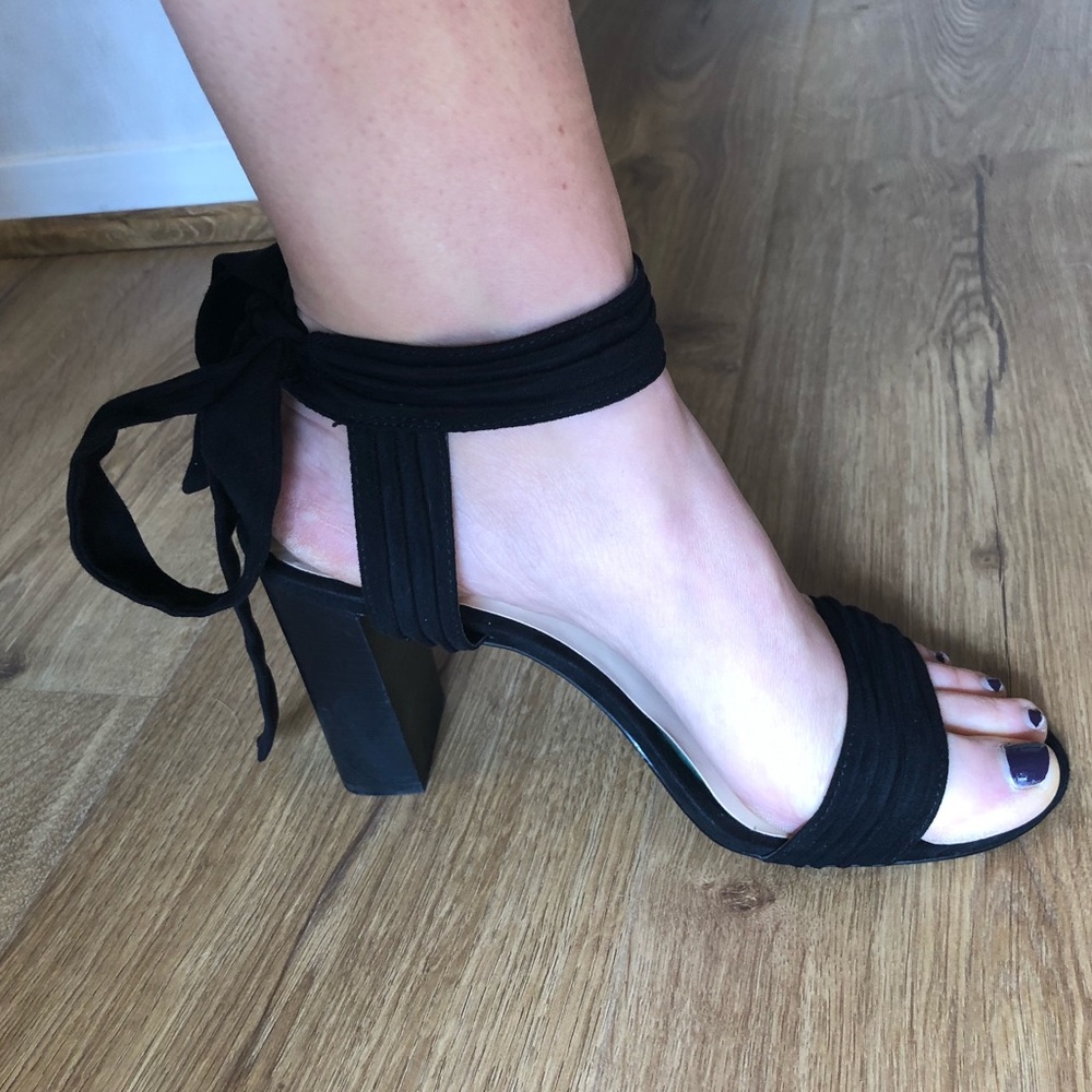 Nine West Black Tie Sandal Heels